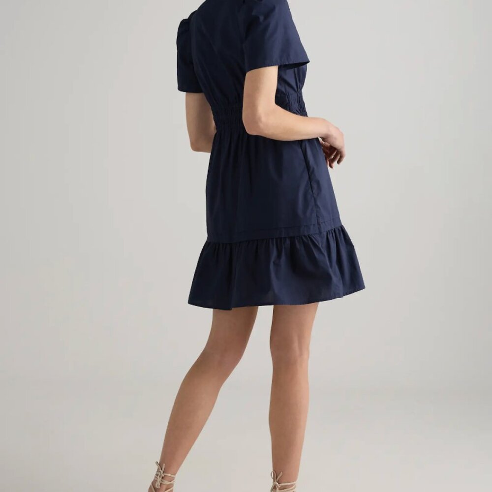 NWT Quince Women's Organic Cotton Poplin Tiered Mini Dress Navy Size Medium - Picture 12 of 13